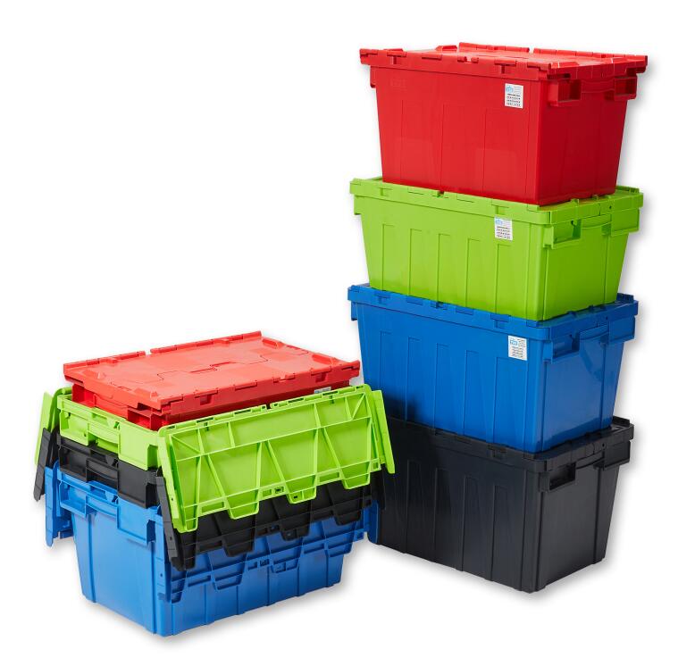 Stackable Totes with Attached Lid